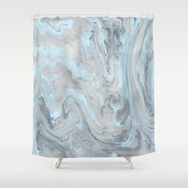 Ice Blue and Gray Marble Shower Curtain