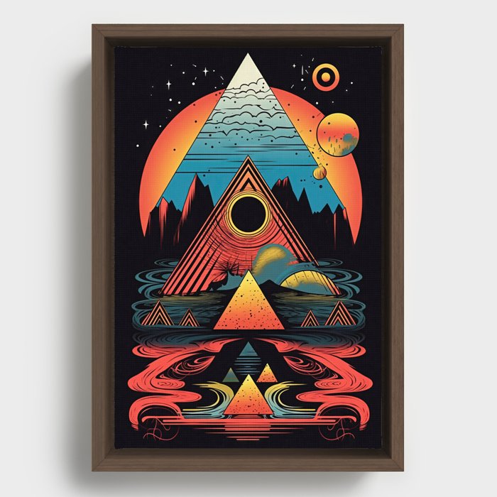 80s Abstract Retro Triangles Framed Canvas