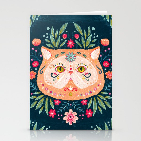 Candied Sugar Skull Kitty Stationery Cards