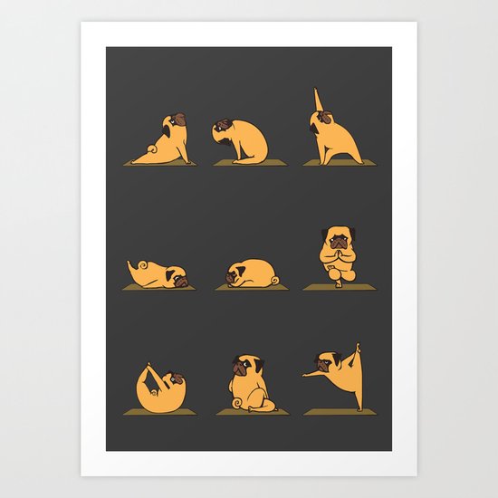 Pug Yoga // Black Art Print