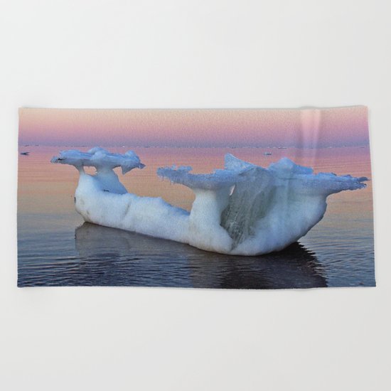 Viking Iceship on the Sea Beach Towel