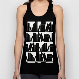 Library Book Shelves, black and white Tank Top