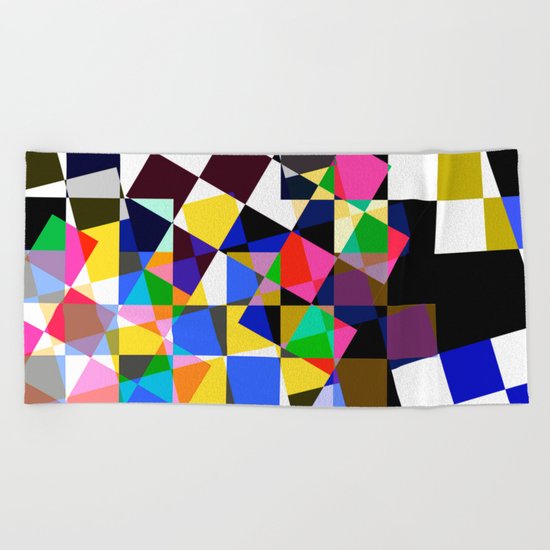 geometric sparkling colors. Beach Towel