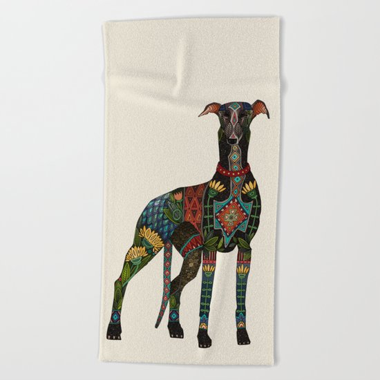 greyhound ivory Beach Towel