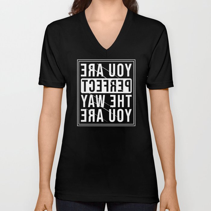 Mirrored Quote V Neck T Shirt