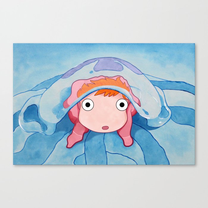Ponyo On A Jellyfish Canvas Print By Dksartdesign Society6