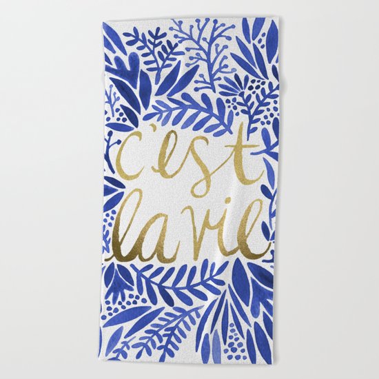 That's Life – Gold & Blue Beach Towel