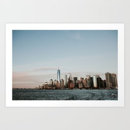 Skyline Upper Bay Sunset | Colourful Travel Photography | New York City, America (USA) Art Print