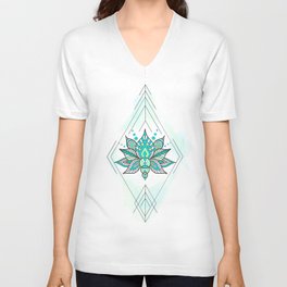 Geo Lotus V Neck T Shirt