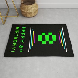 [ Thumbnail: 8th Birthday - Nerdy Geeky Pixelated 8-Bit Computing Graphics Inspired Look Rug ]