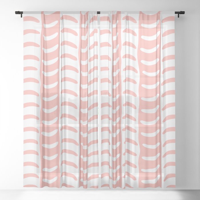 Wavy Stripes Peach Sheer Curtain By Tonymagner Society6