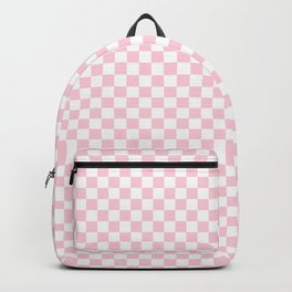 Light Soft Pastel Pink and White Checkerboard Backpack