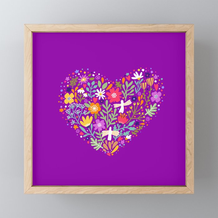 Beautiful floral cute heart. Love. Happy Valentine's Day Framed Mini Art Print