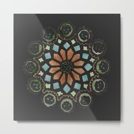 Skull Rose Window - Stained Glass Metal Print | Skull, Pop Art, Ink, Pattern, Teal, Graphicdesign, Stained Glass, Gothic Architecture, Rose Window 