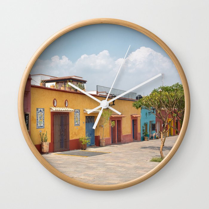 Mexico Photography - Colorful Buildings Connected To Each Other Wall Clock