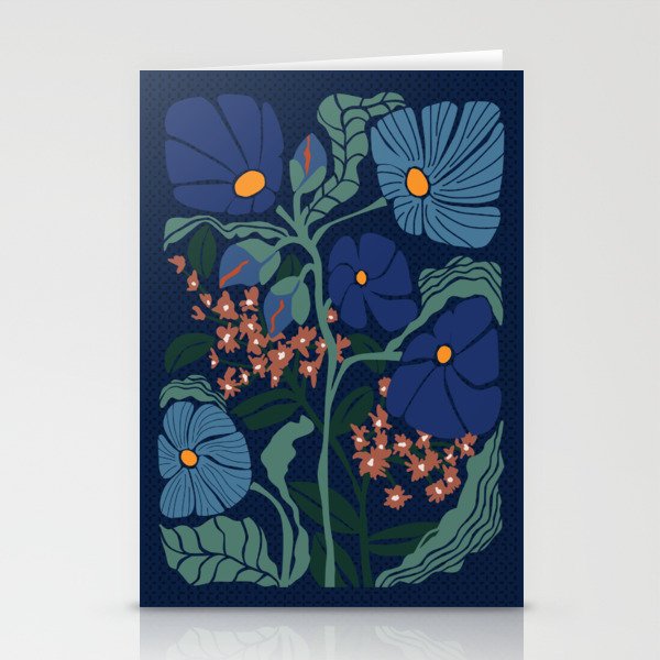 Klimt flower dark blue Stationery Cards