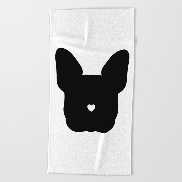 French-Bulldog Face Black Heart Nose Baby Frenchie Beach Towel by MoCoWo |  Society6