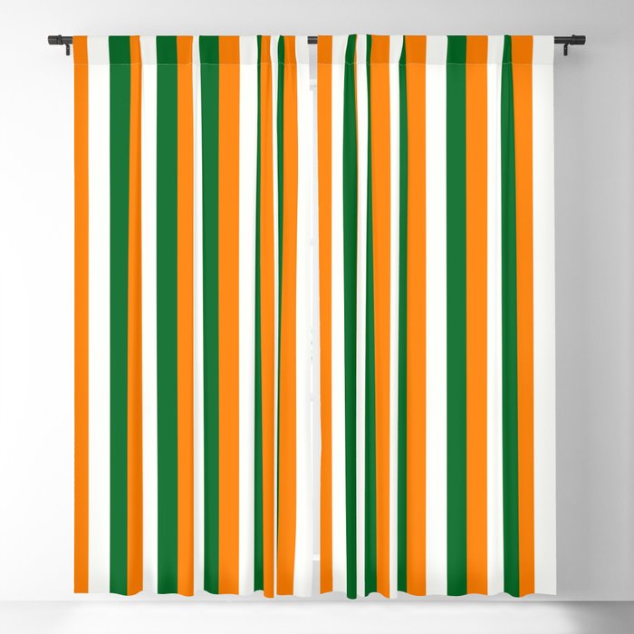 Orange Green White Blackout Curtain By, Orange And White Curtains