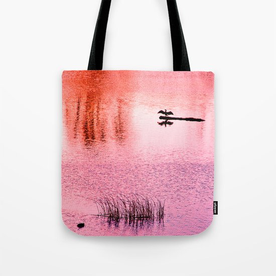 Ripples, reed, reflections,red Tote Bag