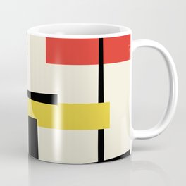 Bauhangular III - Bauhaus Style Minimalist Modern Abstract - Red Blue Yellow Black Mug
