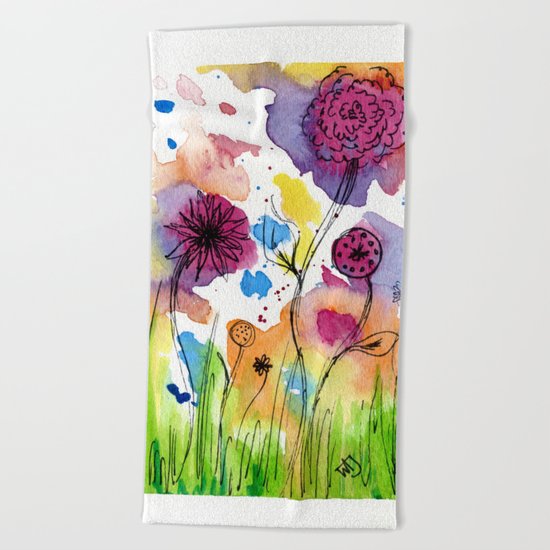 Flower Doodle 4 Beach Towel