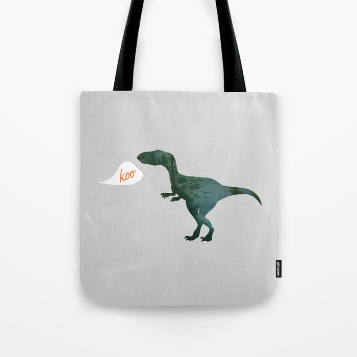 Velociraptor with Flag Making its Iconic Sound Tote Bag