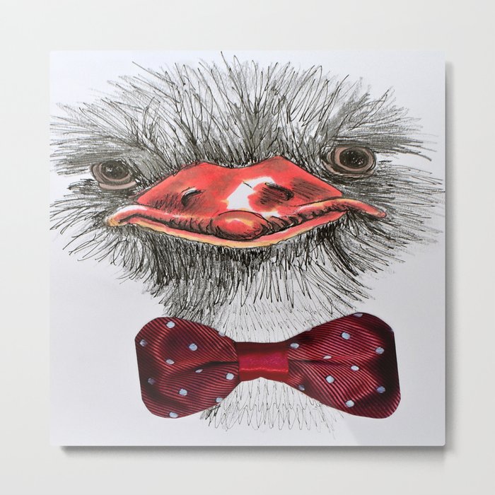 Ostrich with red bowtie Metal Print