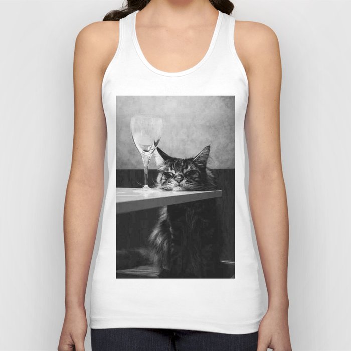 The Nightwatch Cat at the Absinthe bar black and white photograph / art photography Tank Top