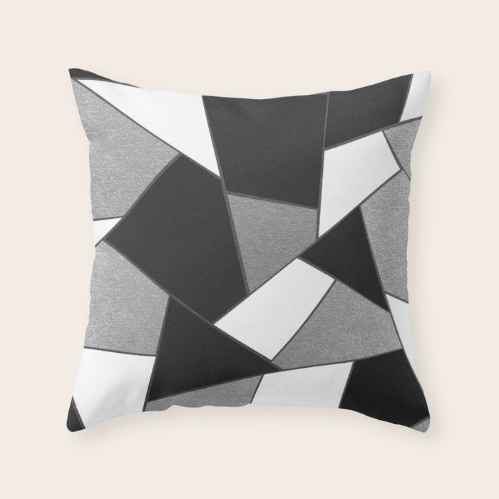 Silver Gray Black White Geometric Glam 1 Geo Decor Art
