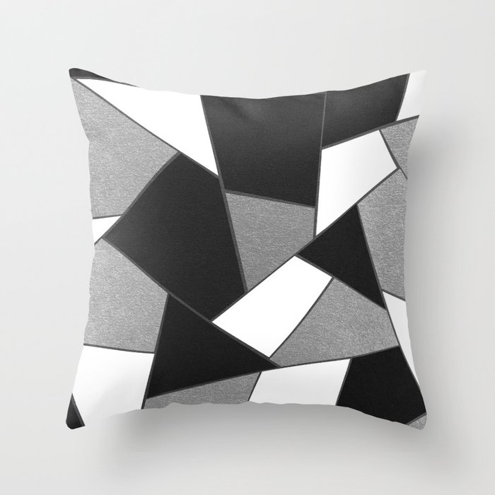 Silver Gray Black White Geometric Glam #1 #geo #decor #art #society6 Throw Pillow