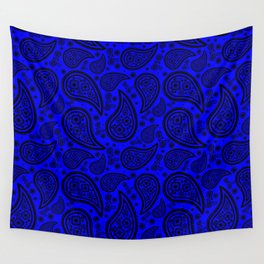 Paisley (Black & Blue Pattern) Wall Tapestry
