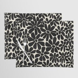 Black and White Retro Floral Art Print  Placemat