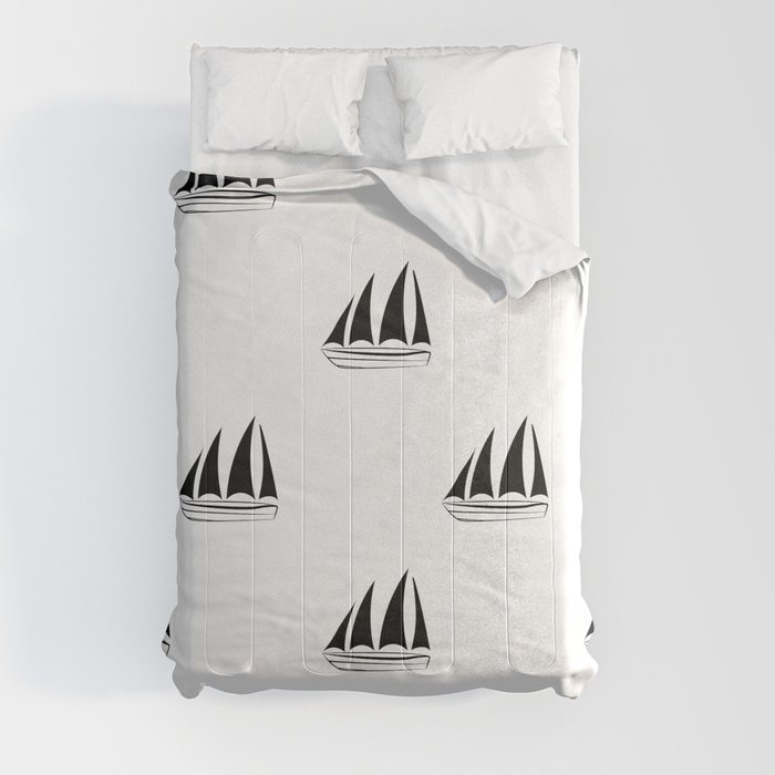 Black Sailboat Pattern Comforter