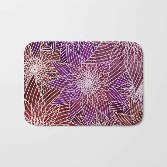FLORAL IN RED AND VIOLET Bath Mat