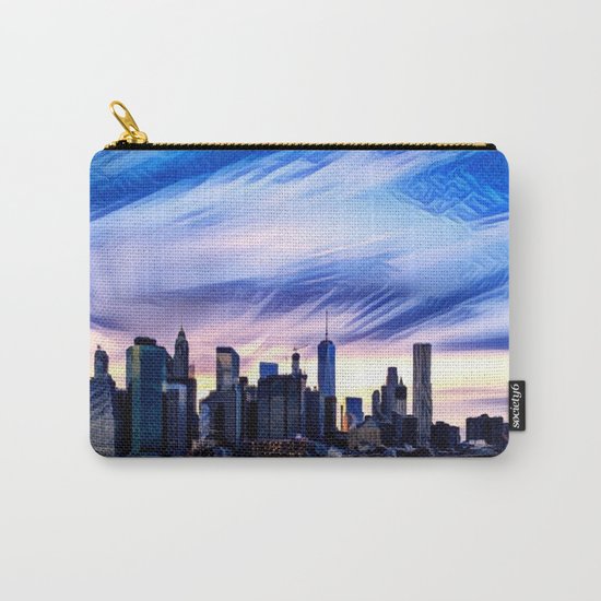 Romantic City Cityscape with Light Sunset and River Carry-All Pouch