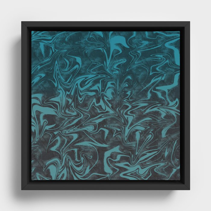 Electric Teal Blue Framed Canvas