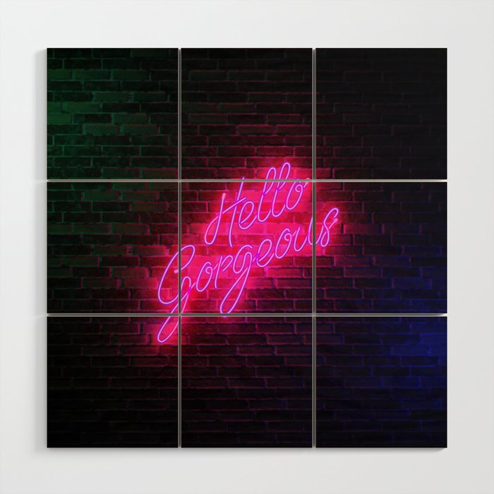 Hello Gorgeous - Neon Sign Wood Wall Art