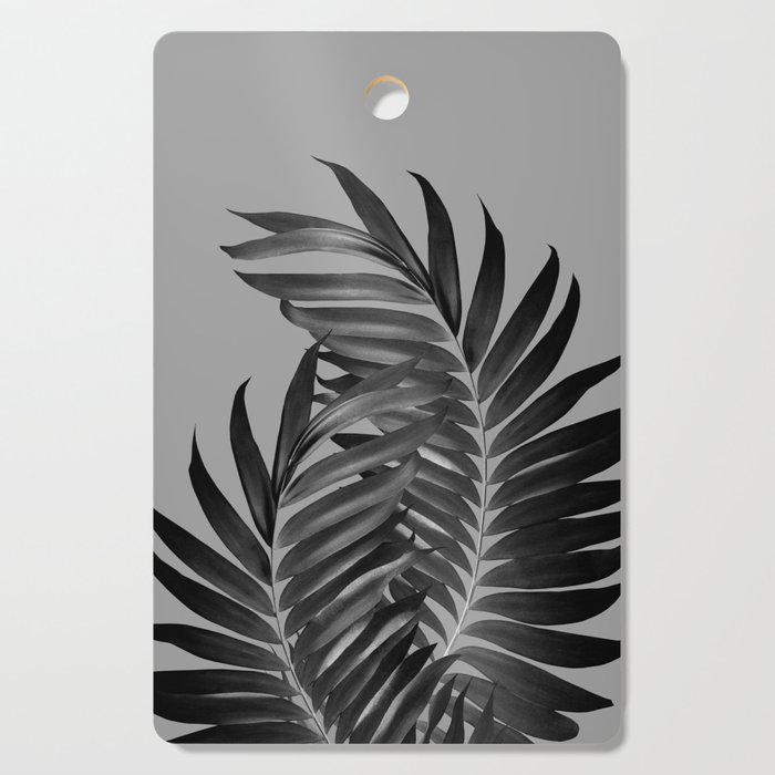 Palm Leaves Gray Black Vibes #1 #tropical #decor #art #society6 Cutting Board