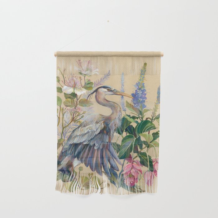 Blue Heron Floral Wall Hanging