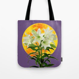 EASTER LILIES ON LILAC GOLDEN MOON ABSTRACT Tote Bag