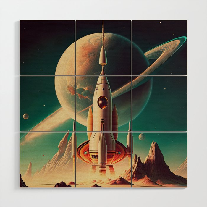 Explore other planets! — Vintage space poster Wood Wall Art