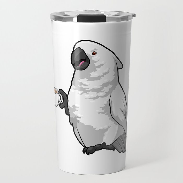 Parrot with Cup of Coffee Travel Mug