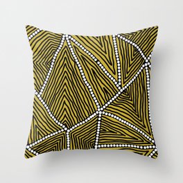 Authentic Aboriginal Art - The Fields (Mustard) Throw Pillow