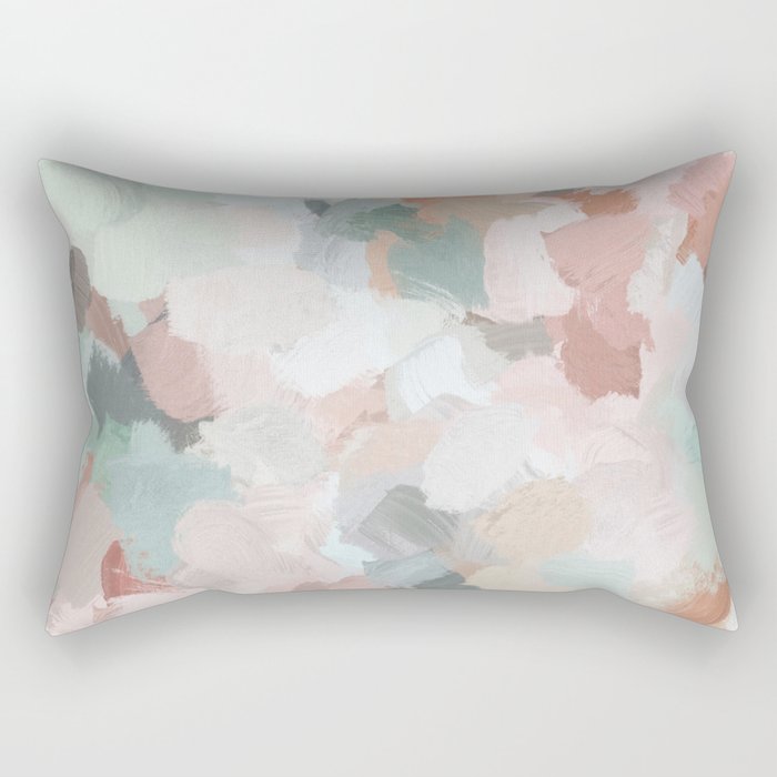 Blush Pink Mint Green Blue Coral Peach Abstract Flower Wall Art