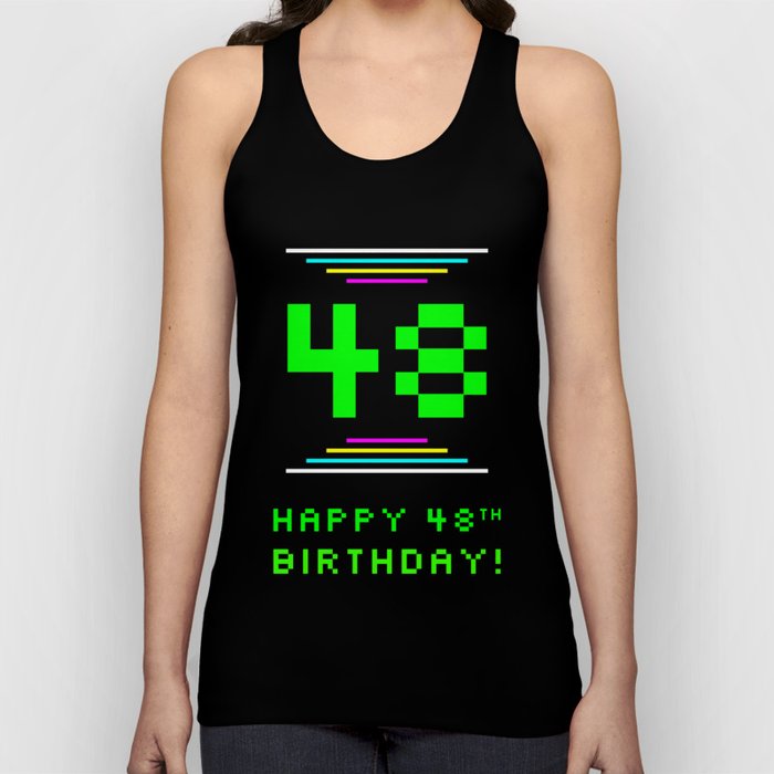 48th Birthday - Nerdy Geeky Pixelated 8-Bit Computing Graphics Inspired Look Tank Top