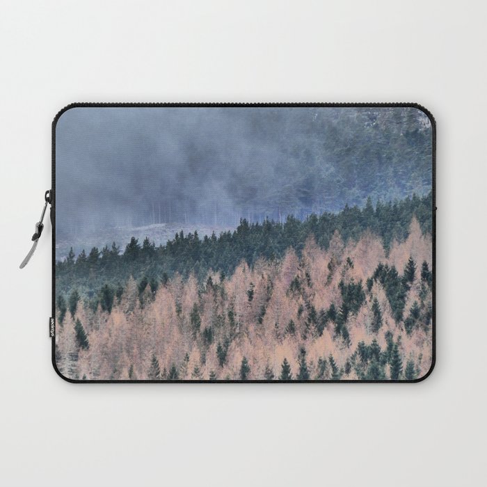 Mist and a Scottish Highlands Pine Forest Laptop Sleeve
