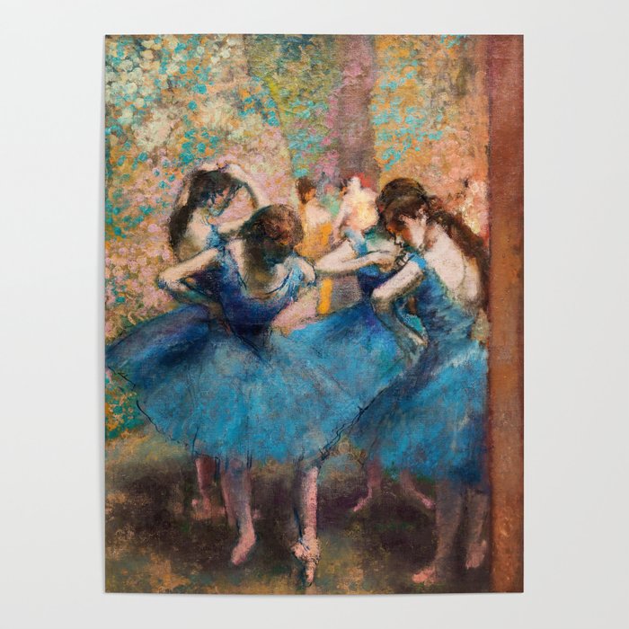 Edgar Degas - Dancers in blue Poster