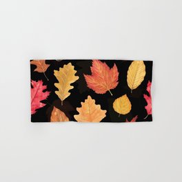 Autumn Leaves - black Hand & Bath Towel