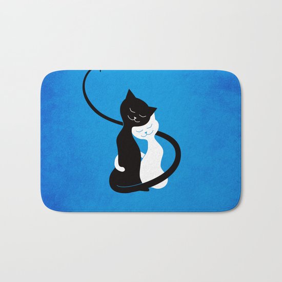 White And Black Cats In Love Bath Mat
