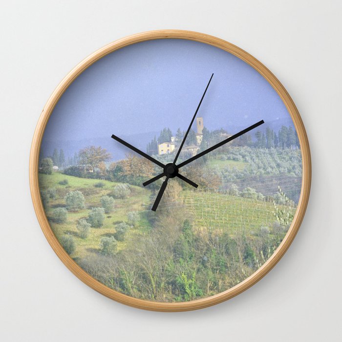 Vineyards Tuscany - Italy - Landscape and Rural Art Photography Wall Clock